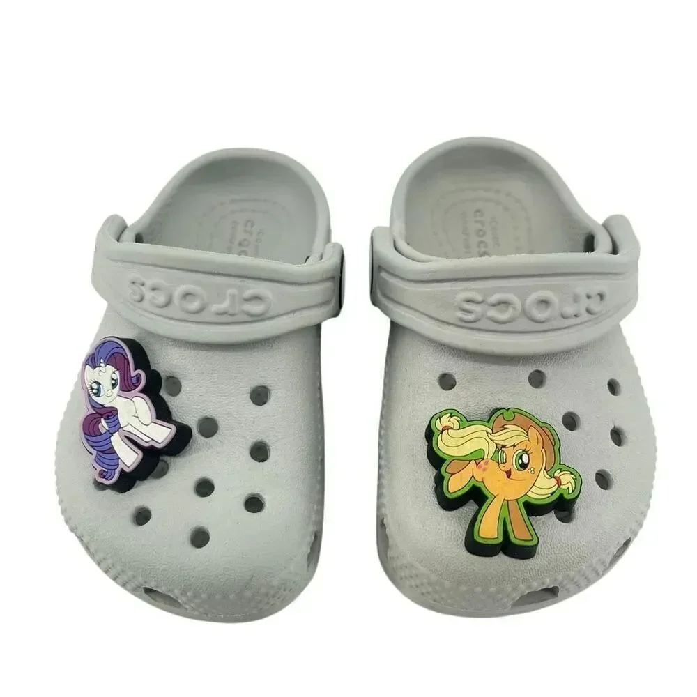 Crocs Toddler Classic Clog Gray C5 Slip On Sandals My Little Pony Jibbitz